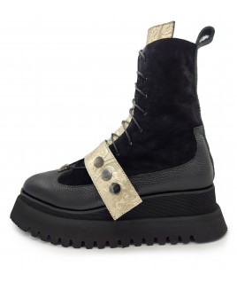 Pin Me Boots In Black & Silver